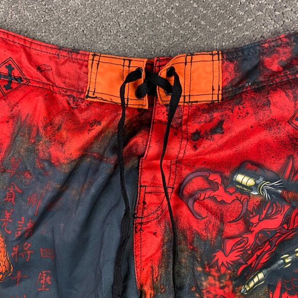 Vintage Y2K MMA Elite Board Shorts Swim Trunks Men's Medium Cobar Snake Dragon - Picture 2 of 12